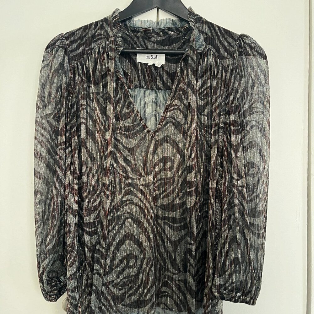 Ba&Sh Sheer Zebra Pattern Blouse - Black And Brown - image 2